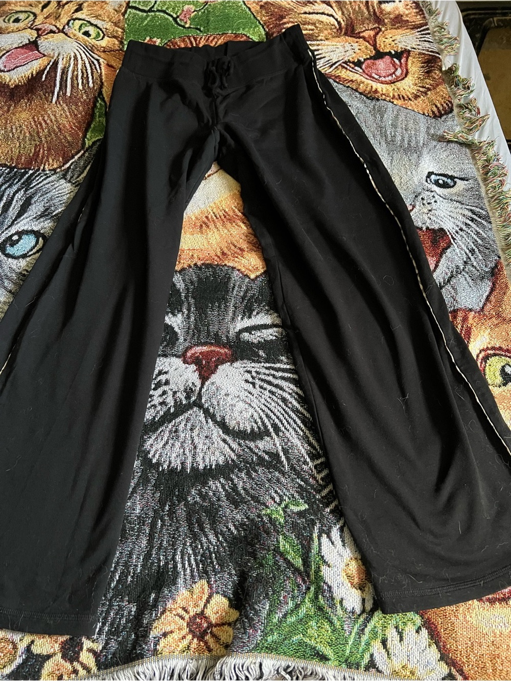 Burberry Black Wide-Leg Lounge Pants with Side Trim